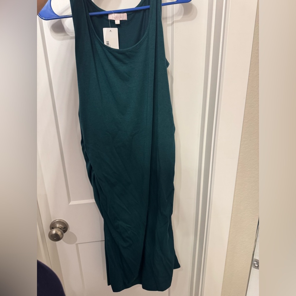 Elegant Teal Sleeveless Maternity Dress